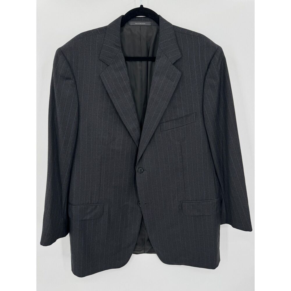 ERMENEGILDO ZEGNA Gray 2 Button Pinstripe Trofeo Australian Wool Blazer 46R 56R